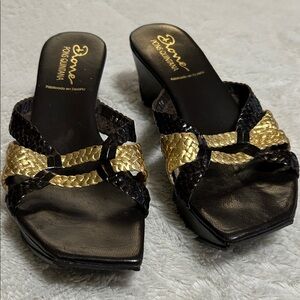 Diane Pons Quintana Black and Gold Mules